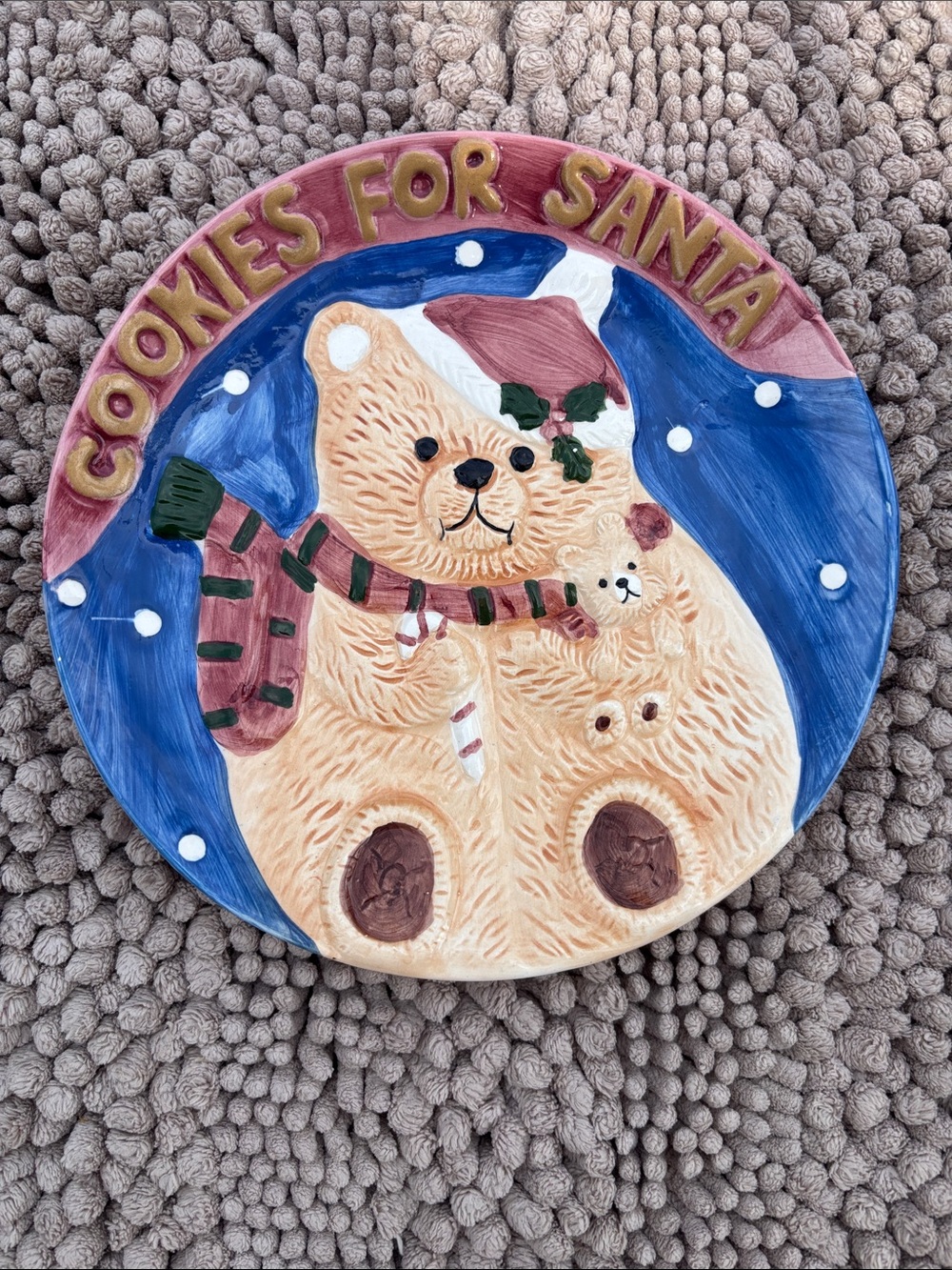 'Cookies for Santa' Bear Cookie Plate - Festive Decor